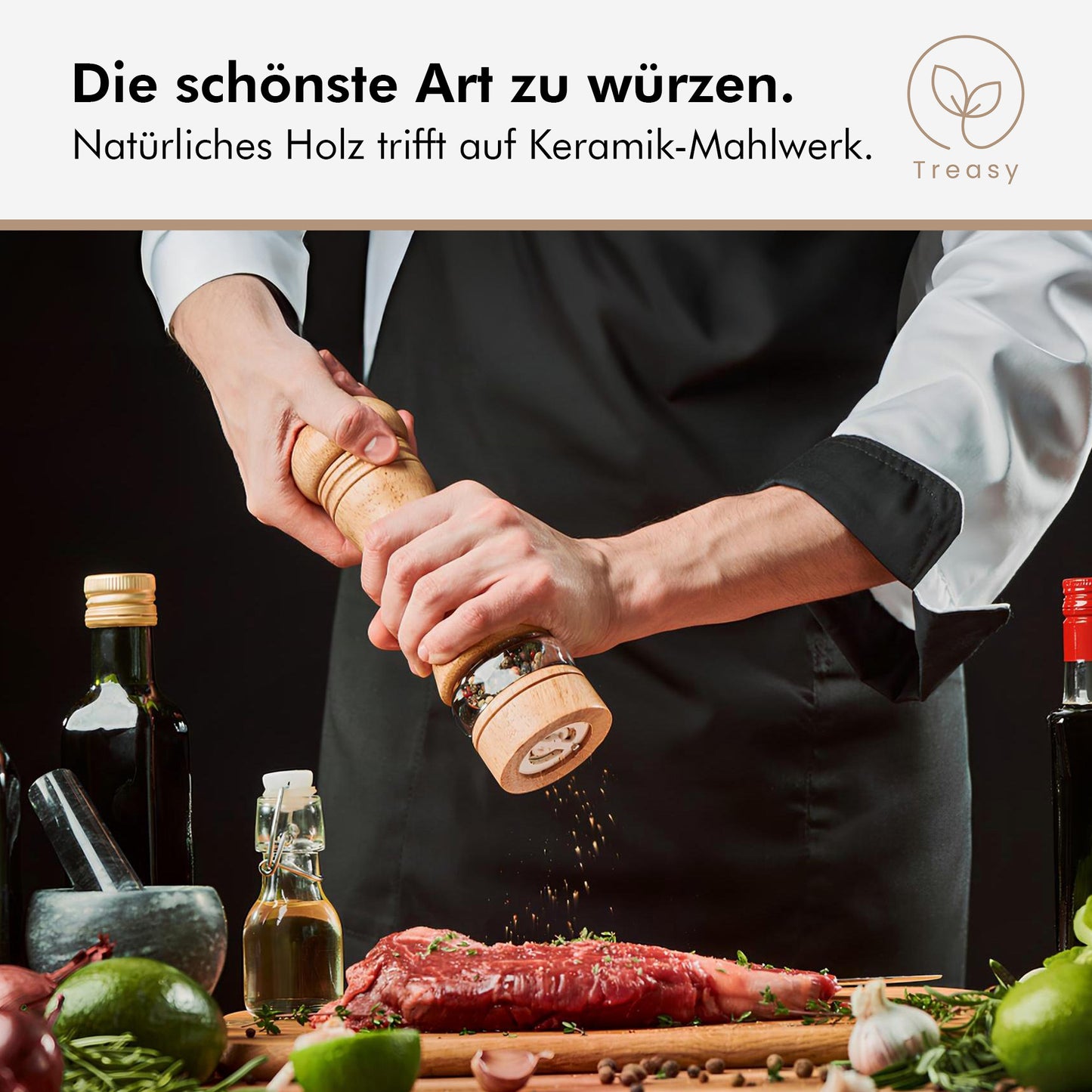 Mühlen aus Gummibaumholz (2 Stk.)